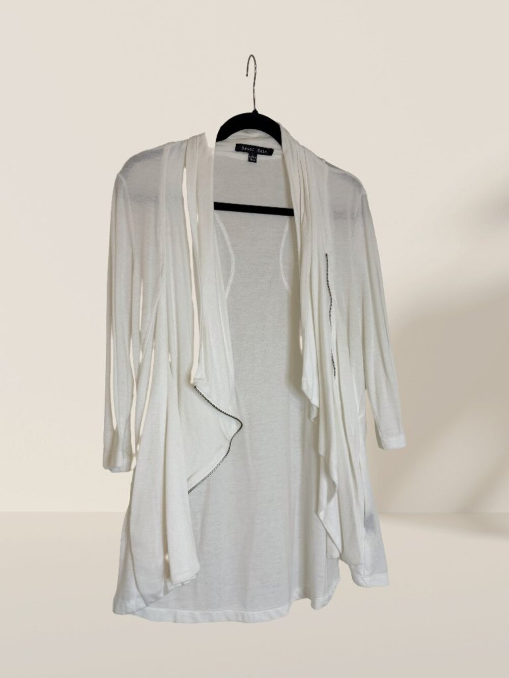 Sweet Rain Ivory Open-Front Duster Cardigan Size L | Lightweight Longline